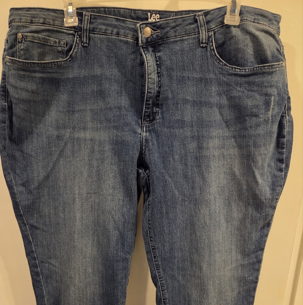 Womens Lee Riders Dark Wash Jeans Mid-rise Straight Leg Plus Size 22
